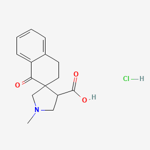 molecular formula C15H18ClNO3 B1460614 1'-Methyl-1-oxo-3,4-dihydro-1h-spiro[naphthalene-2,3'-pyrrolidine]-4'-carboxylic acid hydrochloride CAS No. 2173099-37-9
