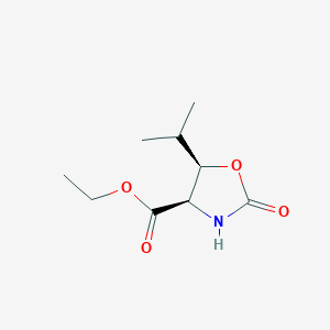 molecular formula C9H15NO4 B14606153 4-Oxazolidinecarboxylic acid, 5-(1-methylethyl)-2-oxo-, ethyl ester, cis- CAS No. 61079-07-0