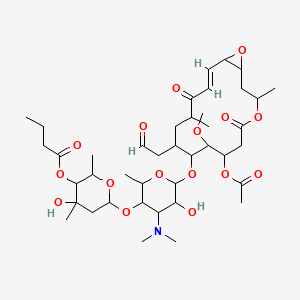 [6-[6-[[(14E)-7-acetyloxy-8-methoxy-3,12-dimethyl-5,13-dioxo-10-(2-oxoethyl)-4,17-dioxabicyclo[14.1.0]heptadec-14-en-9-yl]oxy]-4-(dimethylamino)-5-hydroxy-2-methyloxan-3-yl]oxy-4-hydroxy-2,4-dimethyloxan-3-yl] butanoate