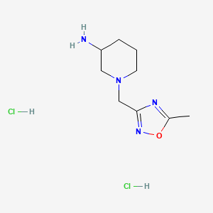 molecular formula C9H18Cl2N4O B1460625 1-[(5-Methyl-1,2,4-oxadiazol-3-yl)methyl]piperidin-3-amine dihydrochloride CAS No. 2060006-10-0