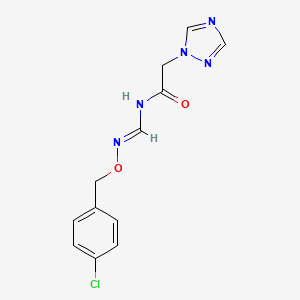 molecular formula C12H12ClN5O2 B1460649 N-[(1E)-{[(4-氯苯基)甲氧基]亚氨基}甲基]-2-(1H-1,2,4-三唑-1-基)乙酰胺 CAS No. 241146-90-7