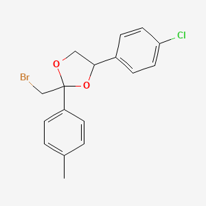 molecular formula C17H16BrClO2 B14606602 2-(Bromomethyl)-4-(4-chlorophenyl)-2-(4-methylphenyl)-1,3-dioxolane CAS No. 59365-41-2