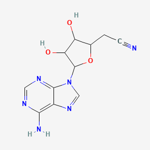 molecular formula C11H12N6O3 B14606954 2-[5-(6-Aminopurin-9-yl)-3,4-dihydroxyoxolan-2-yl]acetonitrile CAS No. 59696-82-1