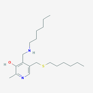 molecular formula C20H36N2OS B14607226 4-[(Hexylamino)methyl]-5-[(hexylsulfanyl)methyl]-2-methylpyridin-3-OL CAS No. 59429-68-4