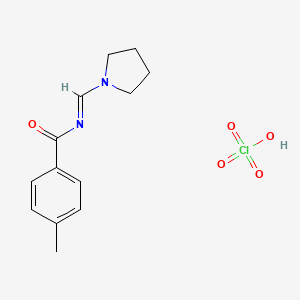 4-methyl-N-(pyrrolidin-1-ylmethylidene)benzamide;perchloric acid