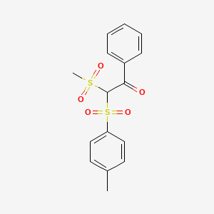 molecular formula C16H16O5S2 B14607433 Ethanone, 2-[(4-methylphenyl)sulfonyl]-2-(methylsulfonyl)-1-phenyl- CAS No. 61053-54-1