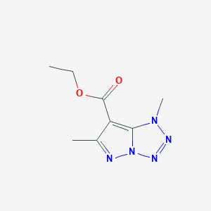 molecular formula C8H11N5O2 B14607628 1H-Pyrazolo[1,5-d]tetrazole-7-carboxylic acid, 1,6-dimethyl-, ethyl ester CAS No. 59772-83-7