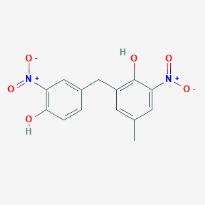 molecular formula C14H12N2O6 B14607719 2-[(4-Hydroxy-3-nitrophenyl)methyl]-4-methyl-6-nitrophenol CAS No. 59919-81-2