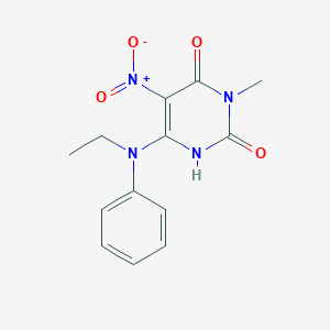 molecular formula C13H14N4O4 B14607989 6-(N-ethylanilino)-3-methyl-5-nitro-1H-pyrimidine-2,4-dione CAS No. 58758-68-2