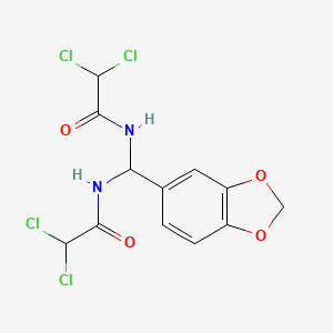 molecular formula C12H10Cl4N2O4 B14608092 Acetamide, N,N'-(1,3-benzodioxol-5-ylmethylene)bis[2,2-dichloro- CAS No. 58084-99-4