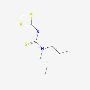 molecular formula C9H16N2S3 B14608152 N'-1,3-Dithietan-2-ylidene-N,N-dipropylthiourea CAS No. 59754-05-1