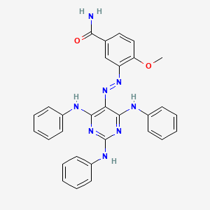 4-Methoxy-3-[(E)-(2,4,6-trianilinopyrimidin-5-yl)diazenyl]benzamide