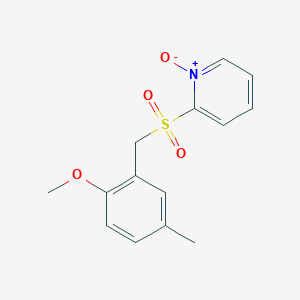 molecular formula C14H15NO4S B14608409 Pyridine, 2-[[(2-methoxy-5-methylphenyl)methyl]sulfonyl]-, 1-oxide CAS No. 60264-24-6