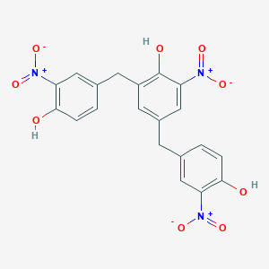 molecular formula C20H15N3O9 B14608497 4,4'-[(4-Hydroxy-5-nitro-1,3-phenylene)bis(methylene)]bis(2-nitrophenol) CAS No. 59919-89-0