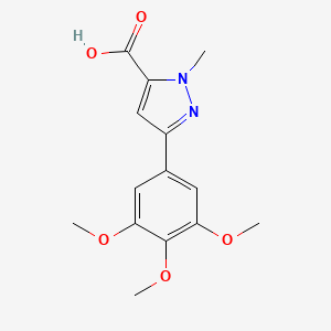 molecular formula C14H16N2O5 B1460917 2-Methyl-5-(3,4,5-trimethoxyphenyl)pyrazole-3-carboxylic acid CAS No. 1177294-96-0