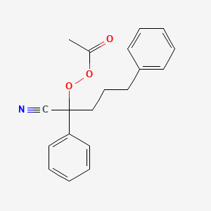 molecular formula C19H19NO3 B14609280 Ethaneperoxoic acid, 1-cyano-1,4-diphenylbutyl ester CAS No. 58422-76-7