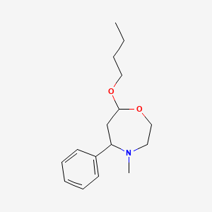 molecular formula C16H25NO2 B14609500 1,4-Oxazepine, 7-butoxyhexahydro-4-methyl-5-phenyl- CAS No. 57492-62-3