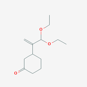 molecular formula C13H22O3 B14609796 3-(3,3-Diethoxyprop-1-en-2-yl)cyclohexan-1-one CAS No. 57428-13-4