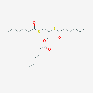 molecular formula C21H38O4S2 B14609855 2,3-Bis(hexanoylsulfanyl)propyl hexanoate CAS No. 59051-18-2