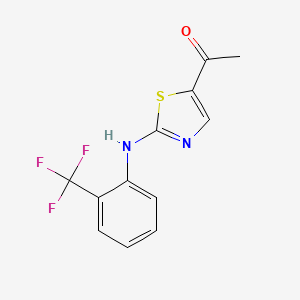 molecular formula C12H9F3N2OS B1460999 1-{2-[2-(Trifluoromethyl)anilino]-1,3-thiazol-5-yl}-1-ethanone CAS No. 1135282-81-3