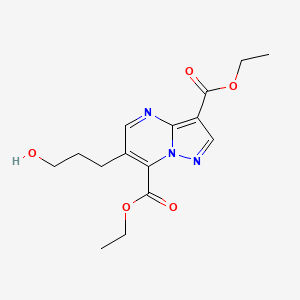 molecular formula C15H19N3O5 B1461003 3,7-Diethyl 6-(3-hydroxypropyl)pyrazolo[1,5-a]pyrimidine-3,7-dicarboxylate CAS No. 1146289-94-2