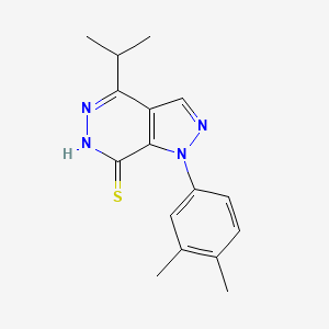 molecular formula C16H18N4S B1461005 1-(3,4-二甲基苯基)-4-异丙基-1H-吡唑并[3,4-d]哒嗪-7-硫醇 CAS No. 1105198-01-3