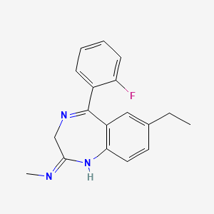 molecular formula C18H18FN3 B14610148 7-Ethyl-5-(2-fluorophenyl)-N-methyl-3H-1,4-benzodiazepin-2-amine CAS No. 59468-32-5