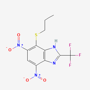 molecular formula C11H9F3N4O4S B14610198 4,6-Dinitro-7-(propylsulfanyl)-2-(trifluoromethyl)-1H-benzimidazole CAS No. 60167-86-4