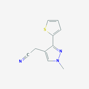 molecular formula C10H9N3S B1461040 2-(1-methyl-3-(thiophen-2-yl)-1H-pyrazol-4-yl)acetonitrile CAS No. 1176557-18-8