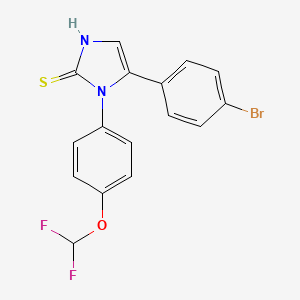 molecular formula C16H11BrF2N2OS B1461046 5-(4-bromophenyl)-1-[4-(difluoromethoxy)phenyl]-1H-imidazole-2-thiol CAS No. 1105189-96-5