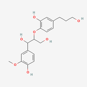 molecular formula C19H24O7 B14610595 2-[2-Hydroxy-4-(3-hydroxypropyl)phenoxy]-1-(4-hydroxy-3-methoxyphenyl)propane-1,3-diol CAS No. 57701-87-8