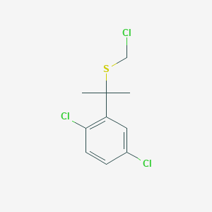 molecular formula C10H11Cl3S B14610658 1,4-Dichloro-2-{2-[(chloromethyl)sulfanyl]propan-2-yl}benzene CAS No. 58326-77-5