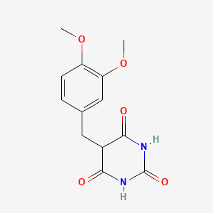 molecular formula C13H14N2O5 B14611012 5-[(3,4-Dimethoxyphenyl)methyl]hexahydropyrimidine-2,4,6-trione CAS No. 57737-42-5