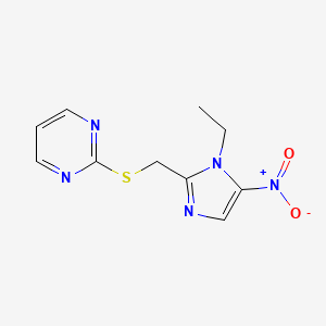 molecular formula C10H11N5O2S B14611031 2-{[(1-Ethyl-5-nitro-1H-imidazol-2-yl)methyl]sulfanyl}pyrimidine CAS No. 57235-26-4