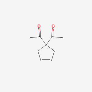 molecular formula C9H12O2 B14611037 1,1'-(Cyclopent-3-ene-1,1-diyl)di(ethan-1-one) CAS No. 58920-76-6