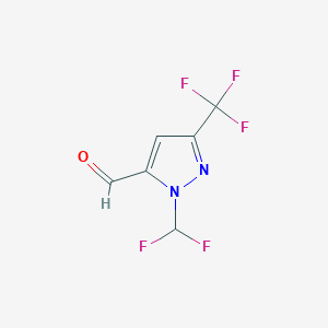 molecular formula C6H3F5N2O B1461114 1-(difluoromethyl)-3-(trifluoromethyl)-1H-pyrazole-5-carbaldehyde CAS No. 2092549-06-7