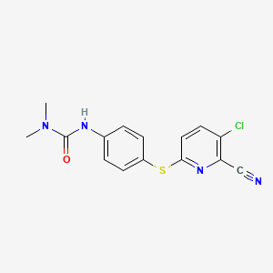 molecular formula C15H13ClN4OS B14611194 N'-{4-[(5-Chloro-6-cyanopyridin-2-yl)sulfanyl]phenyl}-N,N-dimethylurea CAS No. 57207-87-1