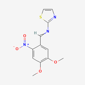 molecular formula C12H11N3O4S B14611585 1-(4,5-Dimethoxy-2-nitrophenyl)-N-(1,3-thiazol-2-yl)methanimine CAS No. 58522-73-9