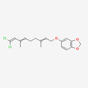 molecular formula C18H20Cl2O3 B14611590 5-[(9,9-Dichloro-3,7-dimethylnona-2,6,8-trien-1-YL)oxy]-2H-1,3-benzodioxole CAS No. 57054-01-0