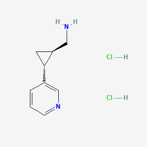 molecular formula C9H14Cl2N2 B1461160 rac-[(1R,2R)-2-(pyridin-3-yl)cyclopropyl]methanamine dihydrochloride, trans CAS No. 1807891-16-2