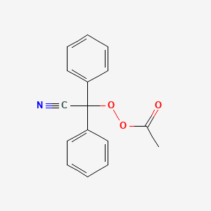 molecular formula C16H13NO3 B14611634 Ethaneperoxoic acid, cyanodiphenylmethyl ester CAS No. 58422-81-4