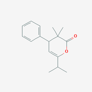 molecular formula C16H20O2 B14611660 2H-Pyran-2-one, 3,4-dihydro-3,3-dimethyl-6-(1-methylethyl)-4-phenyl- CAS No. 59592-59-5