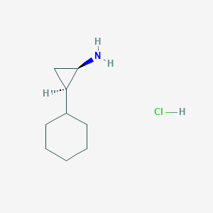 molecular formula C9H18ClN B1461169 rac-(1R,2S)-2-cyclohexylcyclopropan-1-amine hydrochloride, trans CAS No. 1820579-83-6