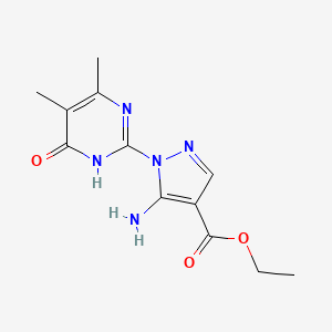 molecular formula C12H15N5O3 B1461176 ethyl 5-amino-1-(4,5-dimethyl-6-oxo-1,6-dihydropyrimidin-2-yl)-1{H}-pyrazole-4-carboxylate CAS No. 1177230-69-1