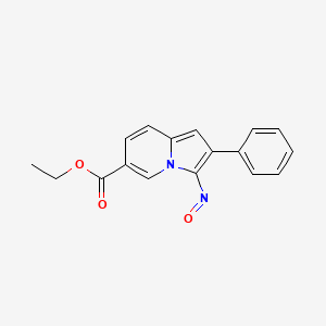 6-Indolizinecarboxylic acid, 3-nitroso-2-phenyl-, ethyl ester