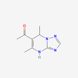 molecular formula C9H12N4O B1461188 1-{5,7-二甲基-4H,7H-[1,2,4]三唑并[1,5-a]嘧啶-6-基}乙酮 CAS No. 1638642-95-1