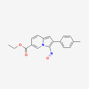 6-Indolizinecarboxylic acid, 2-(4-methylphenyl)-3-nitroso-, ethyl ester