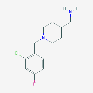 molecular formula C13H18ClFN2 B1461207 {1-[(2-Chloro-4-fluorophenyl)methyl]piperidin-4-yl}methanamine CAS No. 1019342-50-7