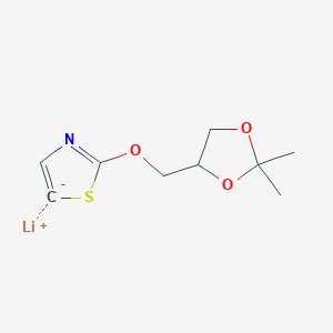 molecular formula C9H12LiNO3S B14612302 lithium;2-[(2,2-dimethyl-1,3-dioxolan-4-yl)methoxy]-5H-1,3-thiazol-5-ide CAS No. 60772-51-2