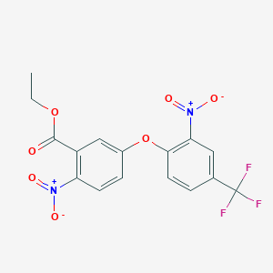 molecular formula C16H11F3N2O7 B14612609 Ethyl 2-nitro-5-[2-nitro-4-(trifluoromethyl)phenoxy]benzoate CAS No. 59038-64-1